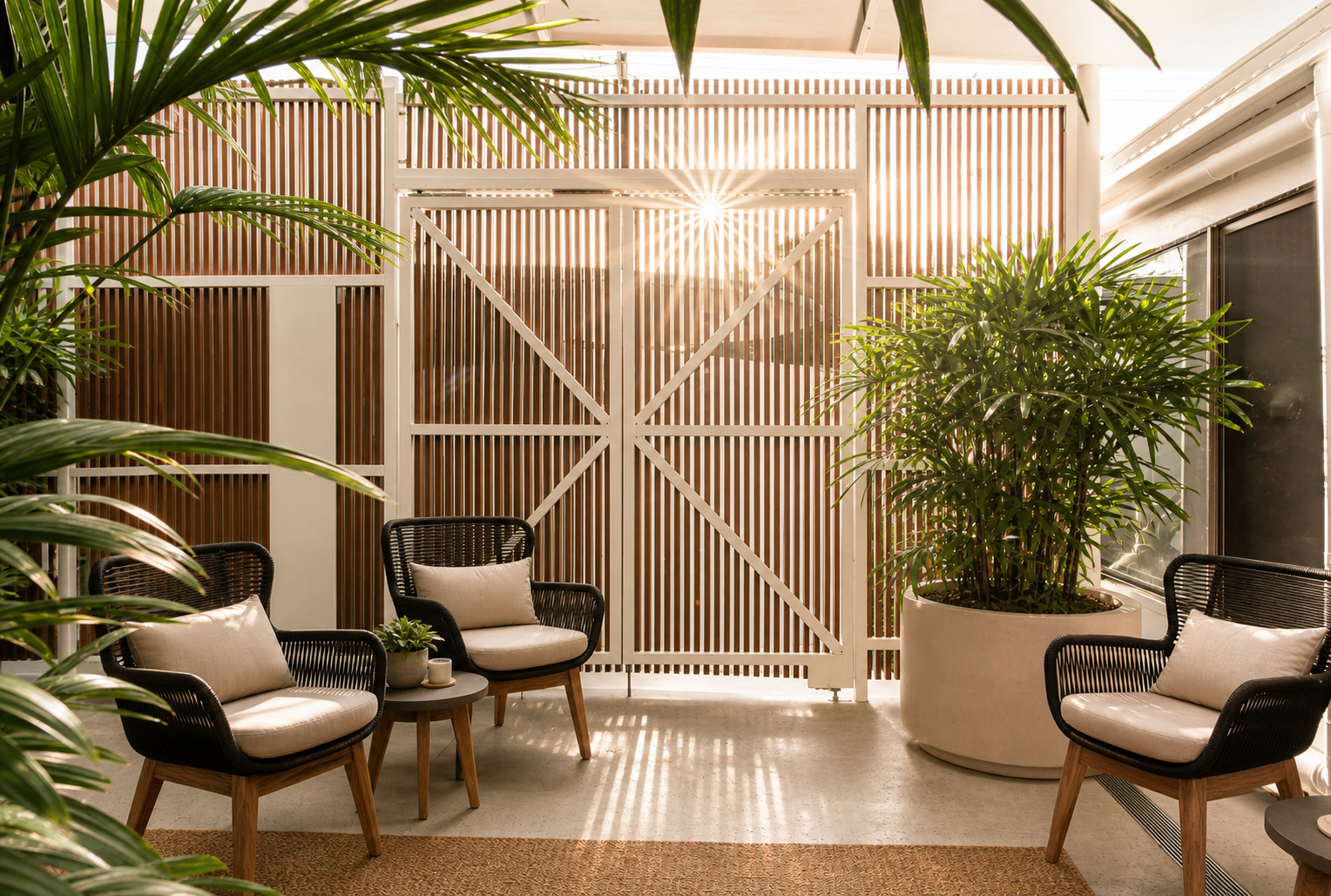 Karuna centre, restorative green interior space